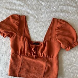 Women's Rust Puff Sleeve Top
